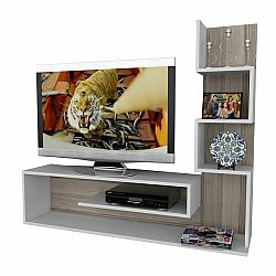 Sconto TV stolík METEHAN biela/dub